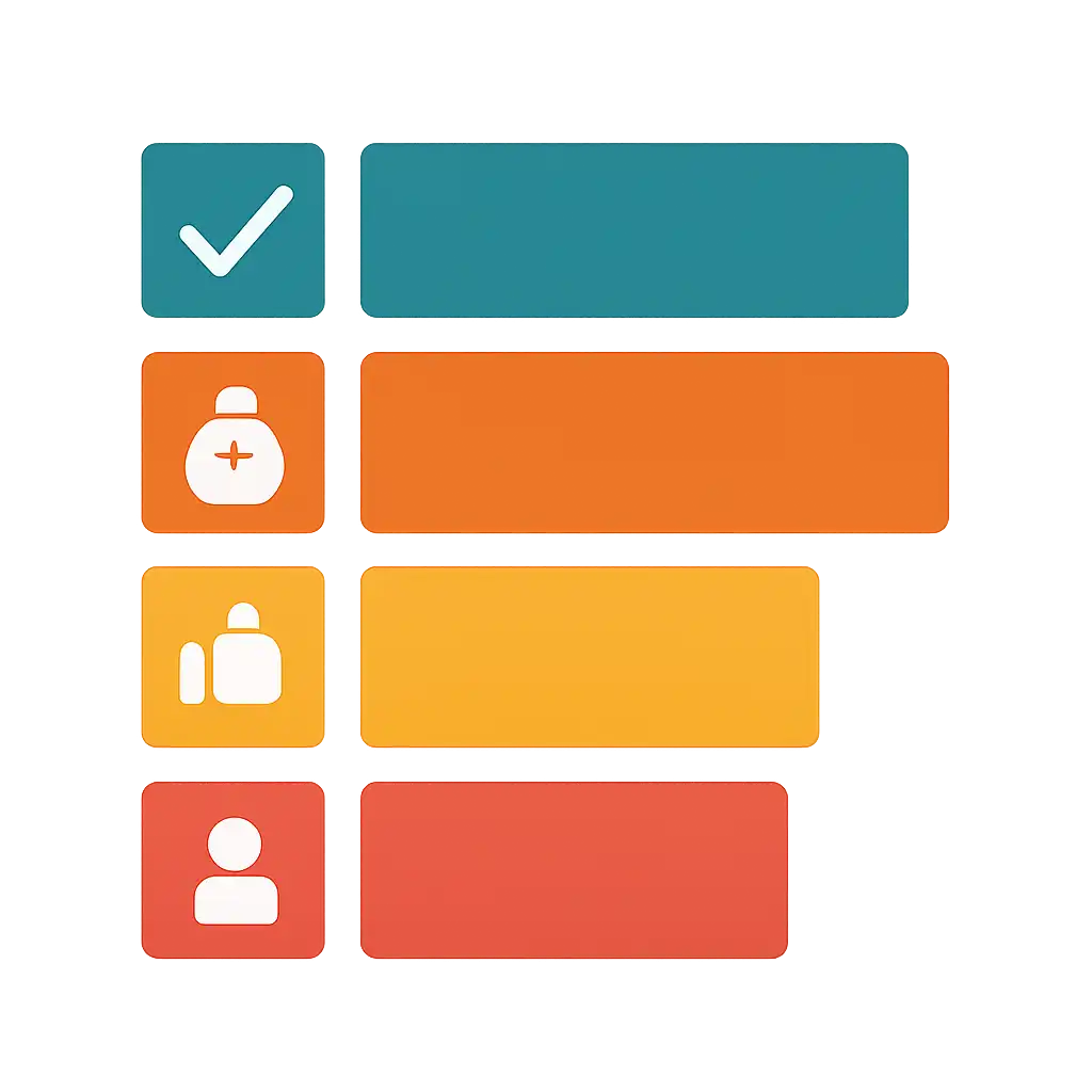 Infographic comparing options using coloured bars and icons only, no text or labels, flat design, TC Game