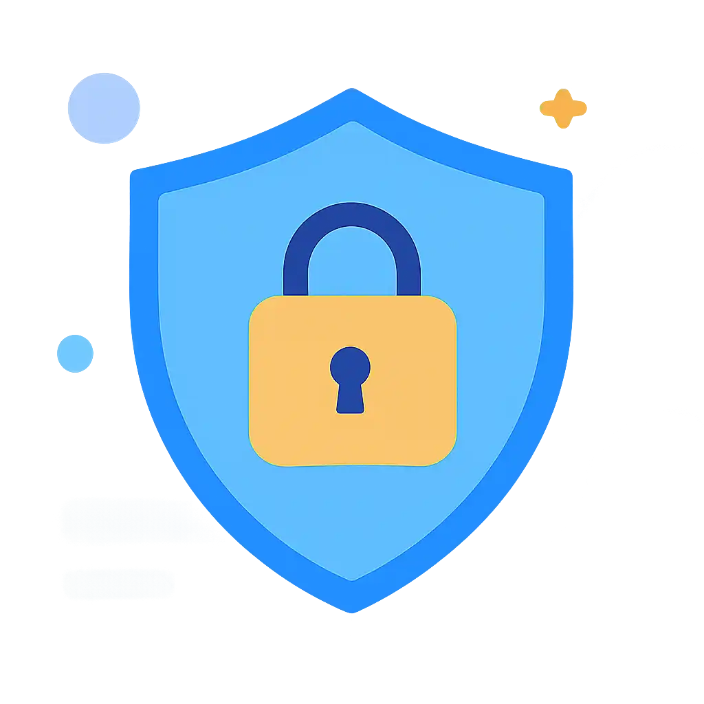 Security shield icon with lock: TC Game safety visualization
